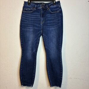 Judy Blue High Rise Skinny Jeans JB88527 Dark Wash 16W Raw Hem Distressed Plus